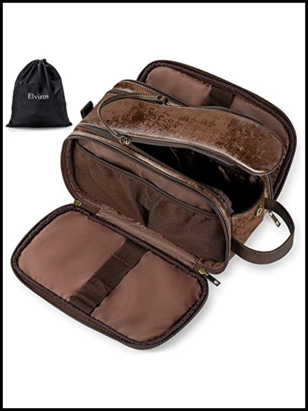 PU Leather Toiletry Bag Dopp Kit Water Resistant Travel Toiletry Organizer